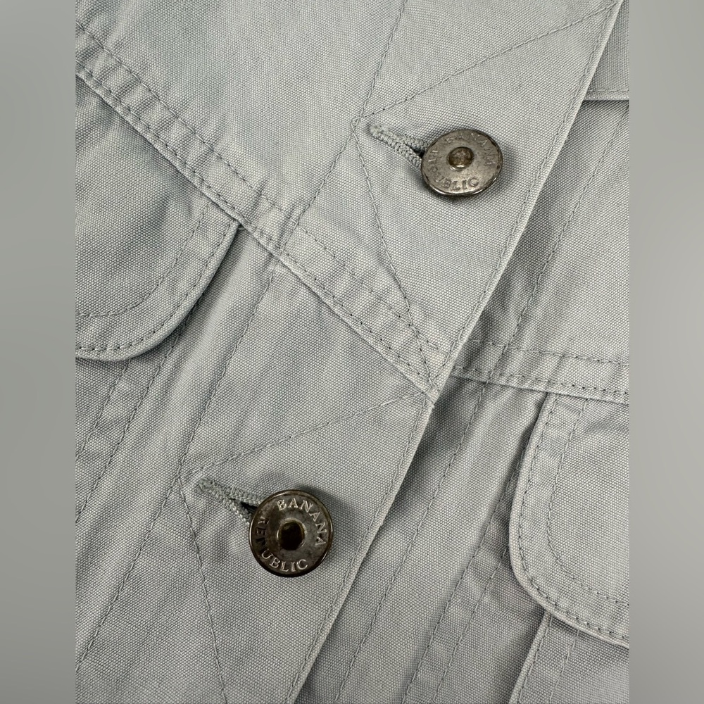 Banana Republic Cropped Utility Vest Gray Cotton Button Front 90s Y2K Safari M - Picture 6 of 10